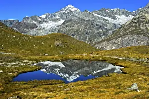 High Alpine Nature Reserve Prints: Dent Blance with mountain lake reflection