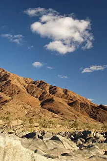 Blue Sky Desert Scene Prints: Desert landscape, mountain range