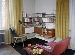 Nisse Strinning at Home with String Shelf Print, 1952