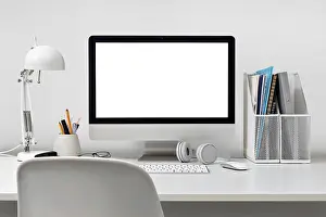 Modern Architecture Prints: Desktop computer isolated on a white background