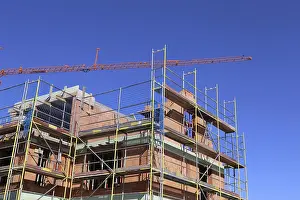 Scaffolding Construction Site Prints: Detached house under construction