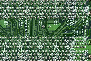 Printed Wiring Board PWB Prints: Detailed view computer circuit board