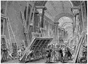 Vintage Louvre Illustration Prints: Devastation of the Louvre Museum