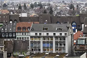 Symbolic Cityscape Image Prints: Development of residential buildings and rooftops