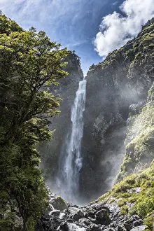 New Zealand Nature Reserves Prints: Devil's Punchbowl Waterfall