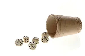 Deserted Casino Scene Prints: Dice with a dice cup