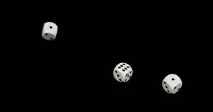 Black Background Prints: Dice rolling against Black background