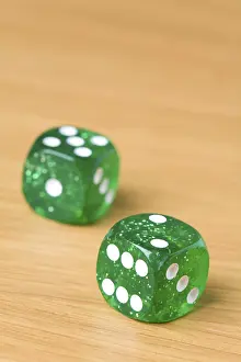 Dice Game Prints: Dice on a table, two and five