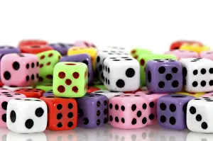Colorful Dice Prints: Many dices in different colors