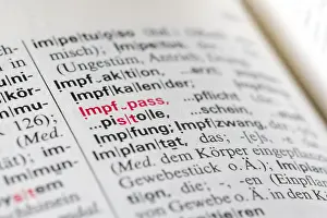 Protection Against Infection Prints: Dictionary entry, vaccination certificate