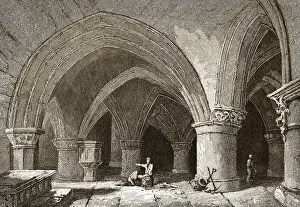 Interior Views Of European Churches Prints: Die Krypta der Kathedrale von Glasgow oder High Kirk of Glasgow oder St Kentigern's oder St Mungo's Cathedral