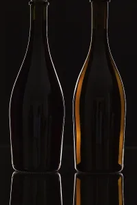 Sparkling Wine Bottle Prints: Two different bottles of wine on the black background