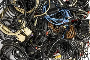 Colorful Cables Prints: Different cables in different colours in a pile