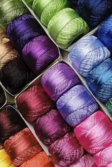 Rainbow Colors Prints: Different color threads on rows in the store