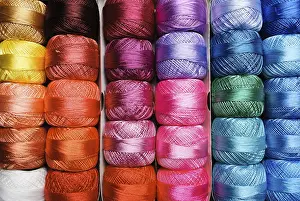 Prismatic Colors Prints: Different color threads on rows in the store
