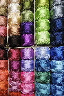 Rainbow Colors Prints: Different color threads on rows in the store