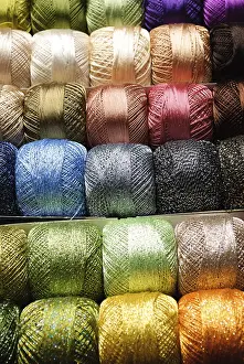 Prismatic Colors Prints: Different color threads on rows in the store