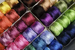 Rainbow Colors Prints: Different color threads on rows in the store