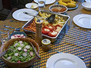Central Europe Food Scene Prints: Different dishes on a set table