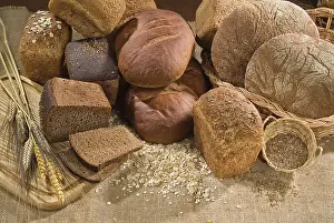 White Bread Studio Shot Prints: Different kinds of bread on a studio background