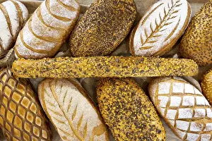 Homemade Baked Goods Images Prints: Different kinds of breads seen from above