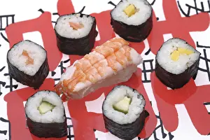 Asian Cuisine Photography Prints: Different kinds of sushi