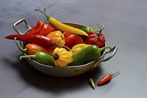 Vegetable Diversity Prints: Different types of peppers in shell, Germany