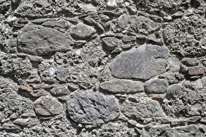Deserted Stone Walls Prints: Different types of stone processed into a wall Format-filling