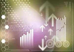 Digital Background Image Prints: Digital background image with graphs and diagrams