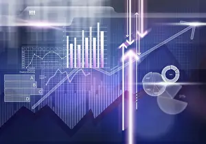 Digital Background Image Prints: Digital background image with graphs and diagrams