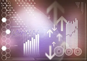 Digital Background Image Prints: Digital background image with graphs and diagrams