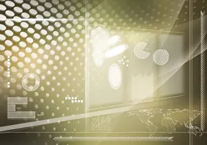 Digital Background Image Prints: Digital background image with graphs and diagrams