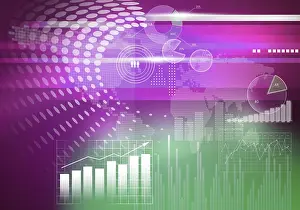 Digital Background Image Prints: Digital background image with graphs and diagrams