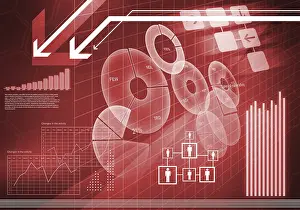 Digital Background Image Prints: Digital background image with graphs and diagrams