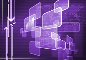 Digital Background Image Prints: Digital background image with graphs and diagrams