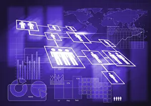 Digital Background Image Prints: Digital background image with graphs and diagrams
