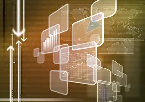 Digital Background Image Prints: Digital background image with graphs and diagrams
