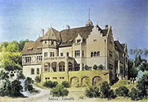 Castle In Central Europe Prints: Digitally restored, Das Schloss Calmuth ist ein Schloss im Calmuth-Tal zwischen Remagen und Oberwinter