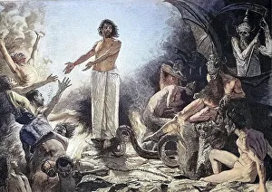 Digital Restoration Of Artwork Prints: Digitally restored, Christ in hell