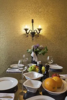 Elegant Dining Table Prints: Dining table covered with cutlery