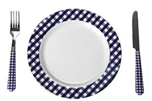 Empty Dinner Plate Prints: Dinner set (plate, fork, knife)