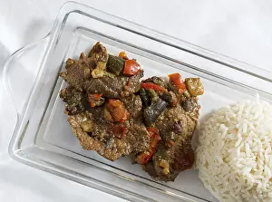 African Cuisine Prints: Dish with beef, tomatoes and vegetables