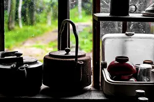 Hokkaido Film Locations Prints: Many dishes placed on the windows