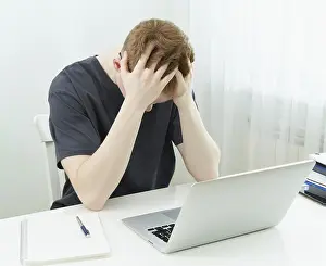 Young Adult Burnout Prints: Distance learning or working. Quarantine