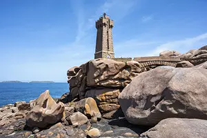 European Rock Formations Prints: The distinctive Phare de Ploumanac'h lighthouse