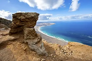 Mirador Risco De Famara Viewpoint Prints: Distinctive rock on the cliffs
