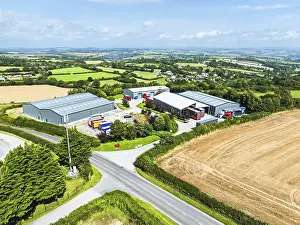 Prints of Distribution warehouses and Cornwall Fields, River Tamar, Plymouth, England, United Kingdom Plymouth Prints: Distribution Warehouses and Cornwall Fields, Plymouth Print