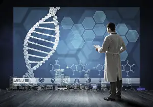 Medical Concept Image Prints: Doctor faces digital interface