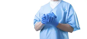 Symbolic Medical Image Prints: Doctor's hands on a white background