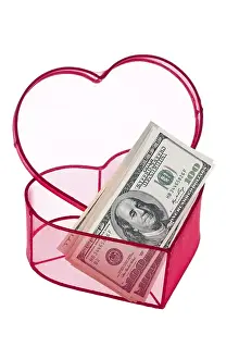 Love Symbolic Picture Prints: Many dollar banknotes in a heart